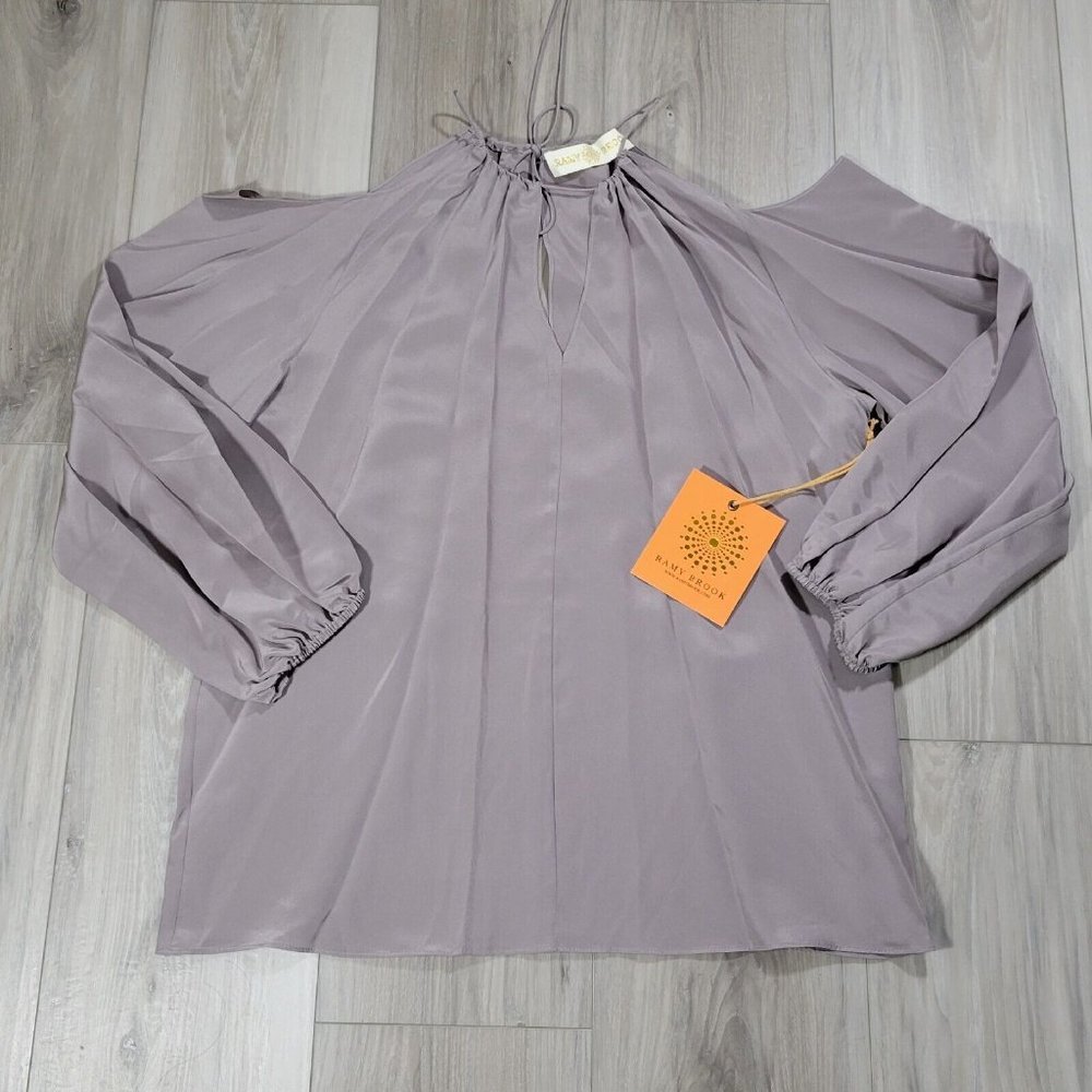 Ramy Brook Top Women's Small MO020 Gray Lavender Candice Cold Shoulder New